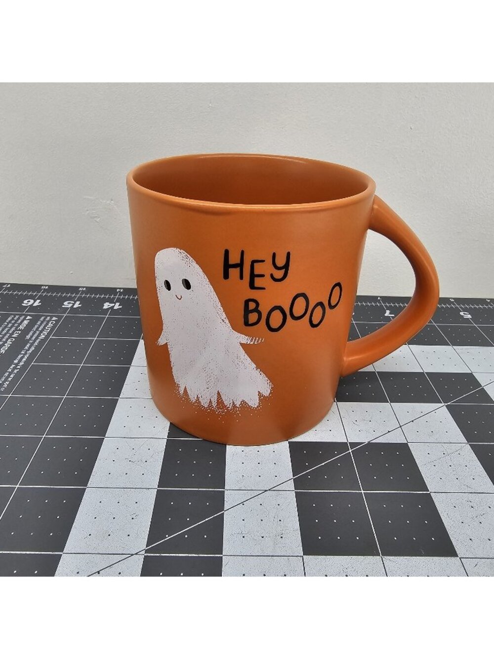 Hyde & Eek Double Sided Orange 16 oz Ghost "Hey Boo" Halloween Mug